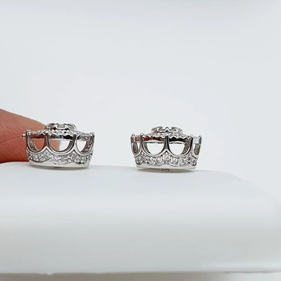 "925 Sterling Silver Plated CZ Earrings, EVBRS476 - Picture 4 of 9